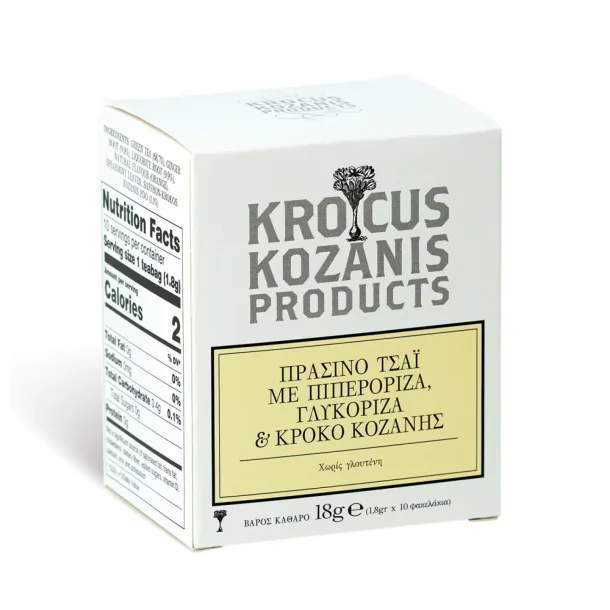 Gr�sk �kologisk gr�n te med safran, ingefar og lakrids18g (1,8g X 10 breve)