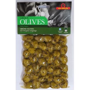 Ilida Grnne oliven med oregano med sten 250 g