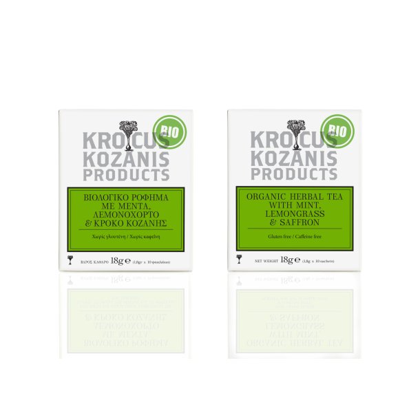 Græsk økologisk te med safran, pebermynte og citrongræs 18g (1,8g X 10 breve)