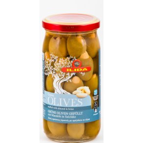 Ilida Grnne oliven med mandler uden sten 215 g