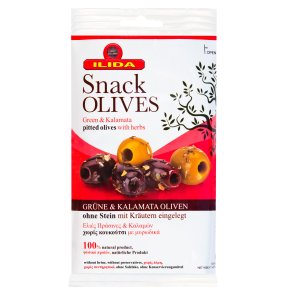 Ilida Grnne og kalamataoliven snacks uden sten 80g