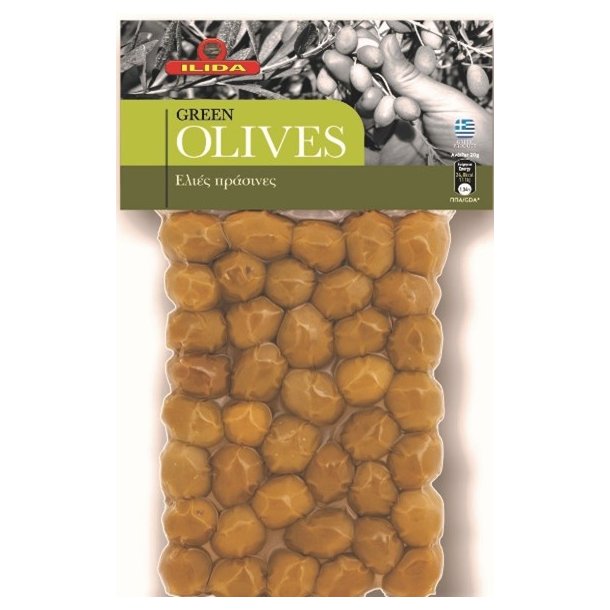 Ilida Gr�nne oliven med sten 250g