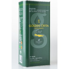 Billede af en dunk af en kologisk ekstra jomfru olivenolie fra Kreta